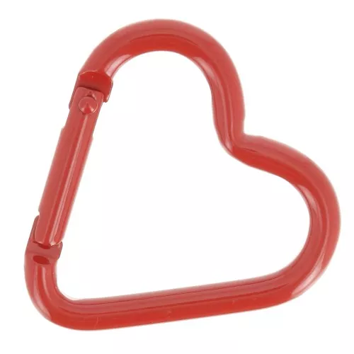 Fermoir mousqueton coeur 42x44 mm en aluminium - Rouge x1