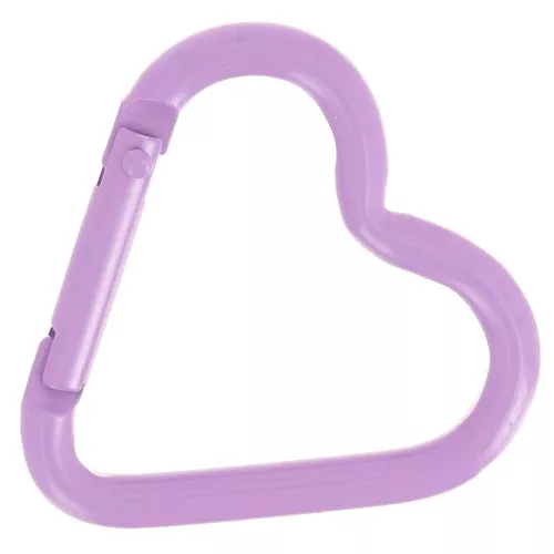 Fermoir mousqueton coeur 42x44 mm en aluminium - Lilas x1