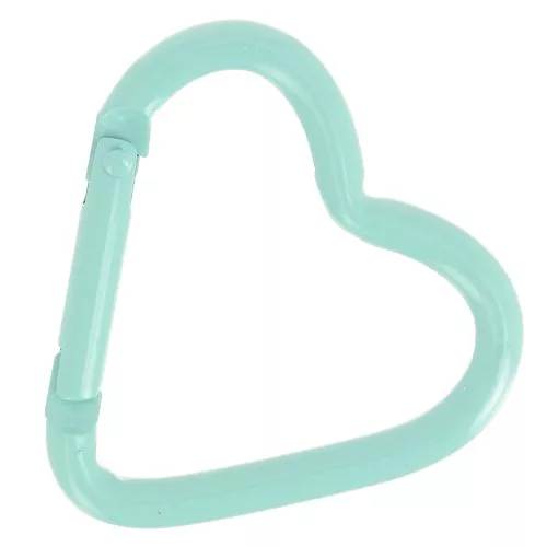 Fermoir mousqueton coeur 42x44 mm en aluminium - Vert d'eau x1
