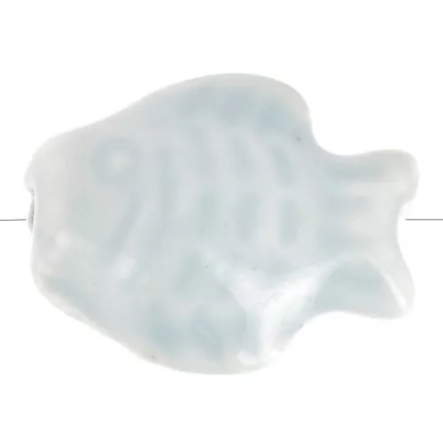 Perle poisson 14x19 mm en céramique - Bleu clair x1