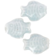 Perle poisson 14x19 mm en céramique - Bleu clair x1