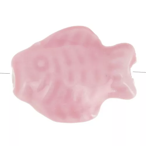Perle poisson 14x19 mm en céramique - Rose x1