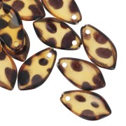 Sequins pétales de fleurs bombés 19x10 mm en acrylique - Tacheté marron x12|raw }}