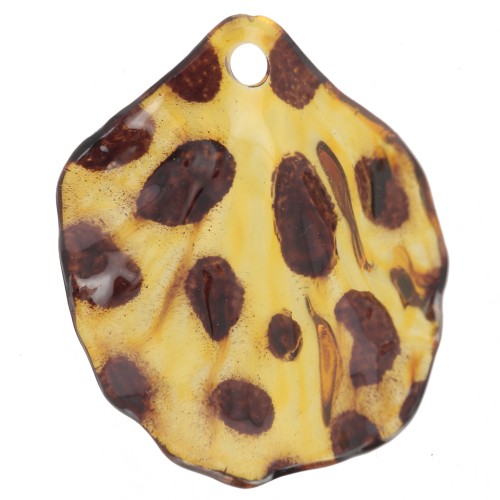 Sequins pétales de fleurs incurvés 30x26 mm en acrylique - Tacheté marron x6