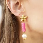 Perles tube droit 20x8 mm en acrylique transparente - Marbré Marron x10