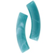 Perles tube incurvé 32x8 mm en acrylique opaque - Bleu canard marbré x6