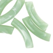 Perles tube incurvé en acrylique opaque 32x8mm - Lichen marbré x6|raw }}