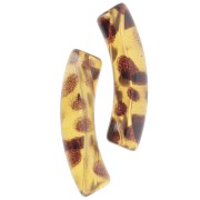 Perles tube incurvé en acrylique transparente 32x8 mm - Tacheté Marron clair x6