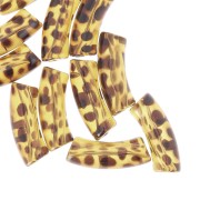 Perles tube incurvé en acrylique transparente 35x11 mm - Tacheté Marron clair x6|raw }}