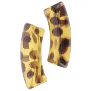 Perles tube incurvé en acrylique transparente 35x11 mm - Tacheté Marron clair x6