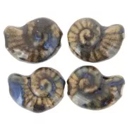 Perle coquillage 20x16 mm en céramique - Marron foncé - Marbré Bleu x1