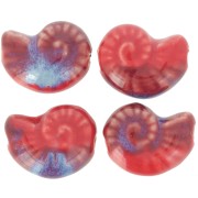Perle coquillage 20x16 mm en céramique - Rouge - Marbré Bleu x1