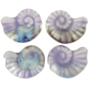 Perle coquillage 20x16 mm en céramique - Violet clair - Marbré Bleu x1