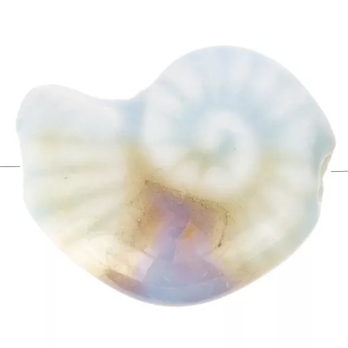 Perle coquillage 20x16 mm en céramique - Bleu clair - Marbré Beige x1