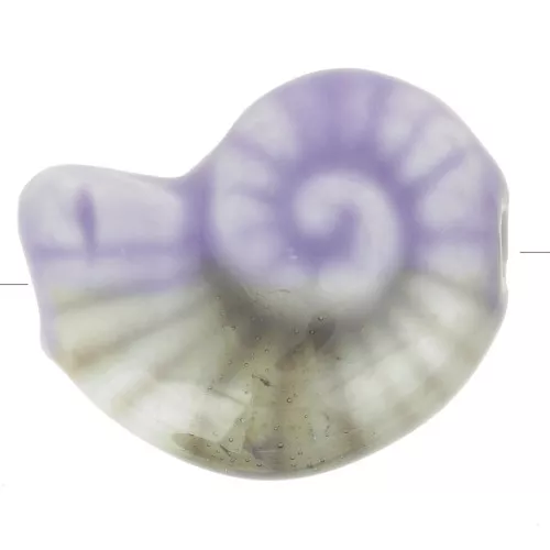 Perle coquillage 20x16 mm en céramique - Violet clair - Marbré Gris x1