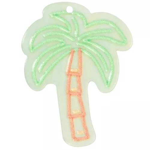 Pendentif palmier 37x28 mm en acrylique - Vert clair - Marron x1