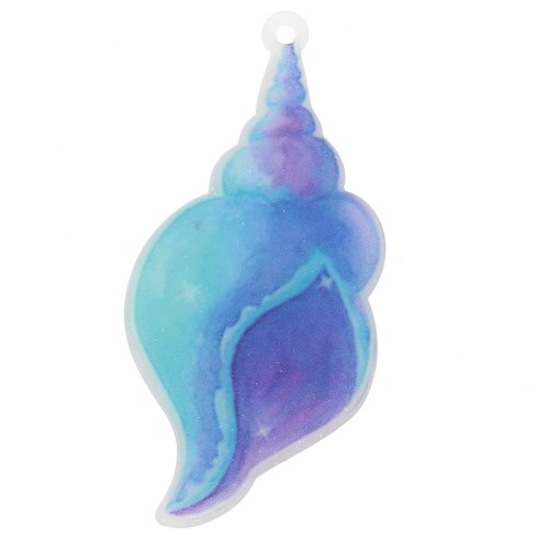 Pendentif coquillage 50x24 mm en acrylique - Turquoise - Violet pailleté x1
