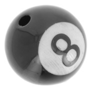 Perles rondes 16 mm - boules de billard n°8 - en acrylique - Noir - Blanc x4|raw }}