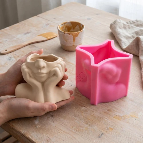 Moule silicone pour réaliser un objet déco forme visage - Rose x1