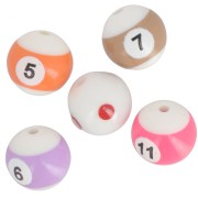 Perles rondes 16 mm - boules de billard en acrylique - Blanc - Multicolore x6|raw }}