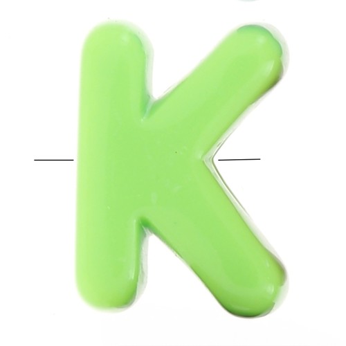 Assortiment perles lettre alphabet 20x15 mm en acrylique - K - Multicolore x10