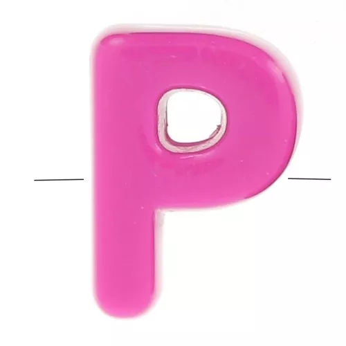Assortiment perles lettre alphabet 21x15 mm en acrylique - P - Multicolore x10