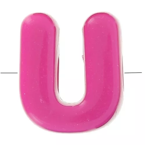 Assortiment perles lettre alphabet 20x17 mm en acrylique - U - Multicolore x10