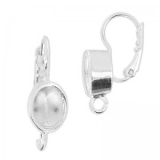 Dormeuses avec anneau porte-cabochon 4120 8x6 mm rhodié x2|raw }}