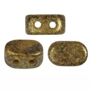 Perles en verre Lipsi® par Puca® 4x6 mm - Green Avocado gold spotted x10g