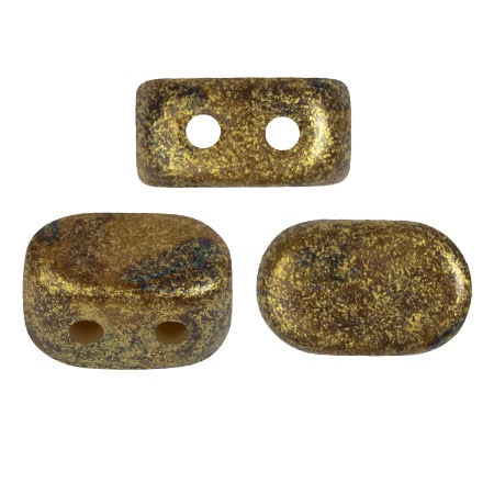 Perles en verre Lipsi® par Puca® 4x6 mm - Green Avocado gold spotted x10g