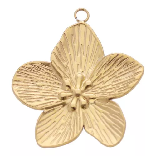 Pendentif fleur de cerisier 28x25 mm - Acier inoxydable 304L Doré x1