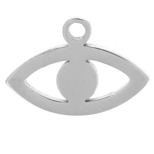 Breloques oeil 6.5x9 mm - Acier inoxydable 316L x4