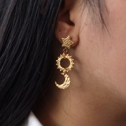 Breloque demi-lune martelée 15x12.5 mm - Acier inoxydable 316L x1