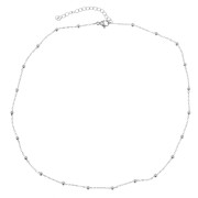 Tour de cou maille Forçat limée et petites boules 3mm - Acier inoxydable 304L x46cm|raw }}