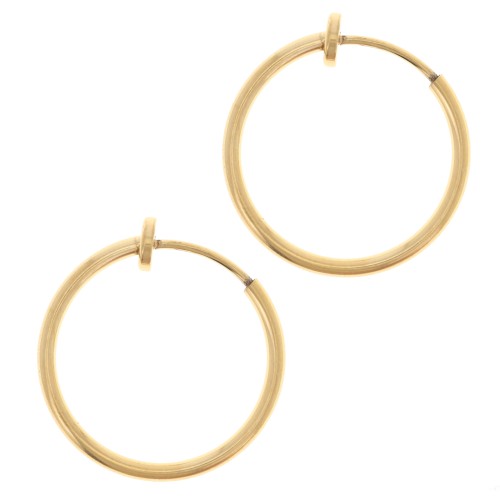 Créoles clips - Pour oreilles non percées 19 mm - Acier inoxydable 304L Doré x2