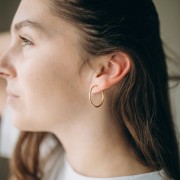 Créoles clips - Pour oreilles non percées 25 mm - Acier inoxydable 304L Doré x2