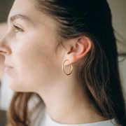 Créoles clips - Pour oreilles non percées 25 mm - Acier inoxydable 304L Doré x2