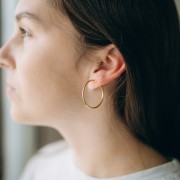 Créoles clips - Pour oreilles non percées 30 mm - Acier inoxydable 304L Doré x2