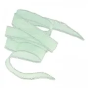 Ruban en soie surpiqûre argenté 15 mm Mint x85cm