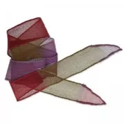 Ruban en soie 25 mm Tie and Dye Mimosa Rouge/Purple/Khaki x85cm