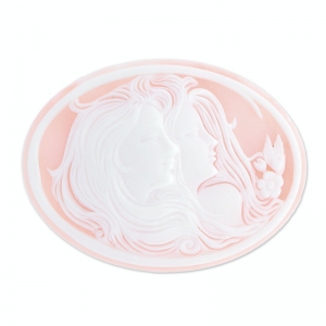 Camée résine 40x30 mm Light Rose x1