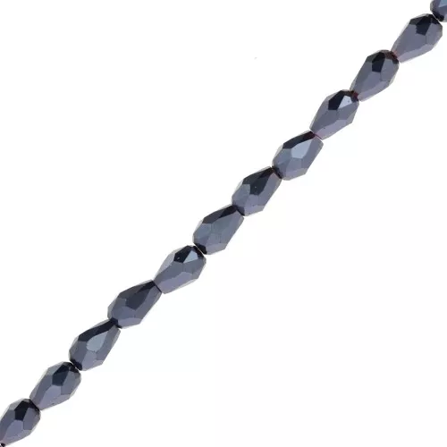 Perles gouttes facettée 5x3 mm en imitation hématite x49cm