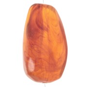 Perles plate irrégulière 28x15 mm en acrylique - Marron fauve marbré x6