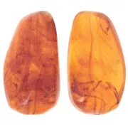 Perles plate irrégulière 28x15 mm en acrylique - Marron fauve marbré x6