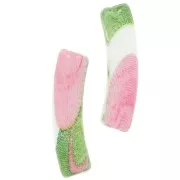Perles tube incurvé 19x5 mm en acrylique opaque - Motif fleurs - Blanc - Rose x4