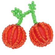 Pendentif cerises 27x25 mm en perles de rocailles - Rouge x1