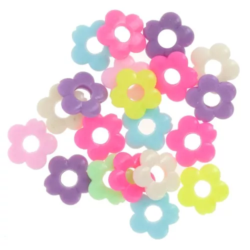 Assortiment de perles fleurs en acrylique 19 mm - Multicolore x20