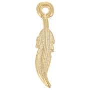 Pendentif plume 23x5 mm - Doré à l'or fin x1|raw }}