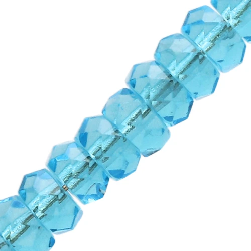 Perles rondelles Heishi facettées 6x3 mm - Aquamarine x25