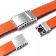 Fermoir aimanté 20x12 mm pour lacet 10 mm bronze x1